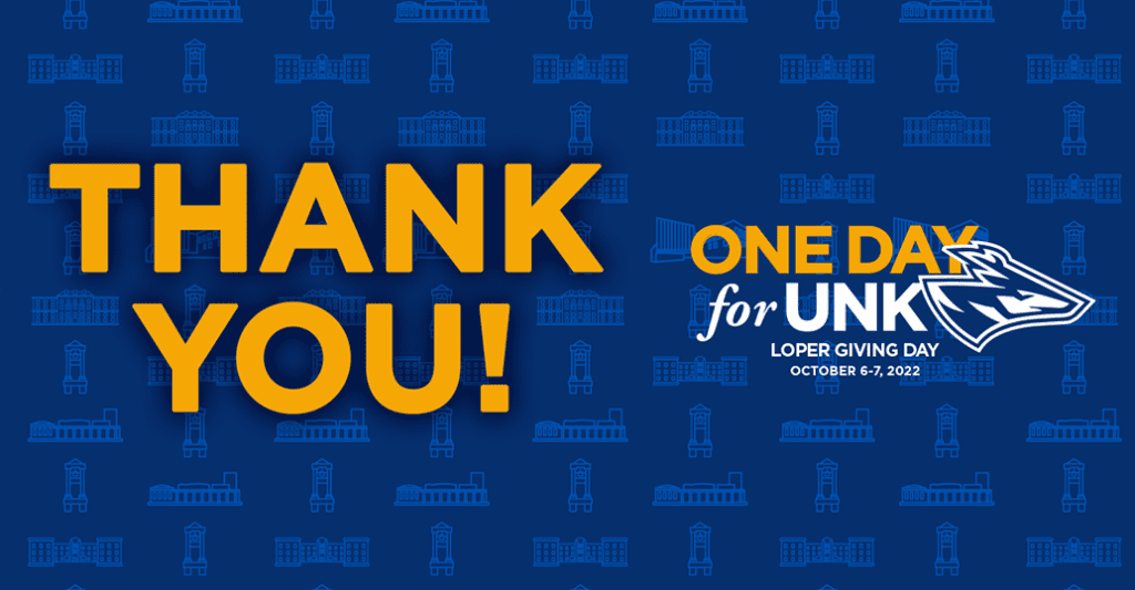 One Day for UNK Thank You graphic