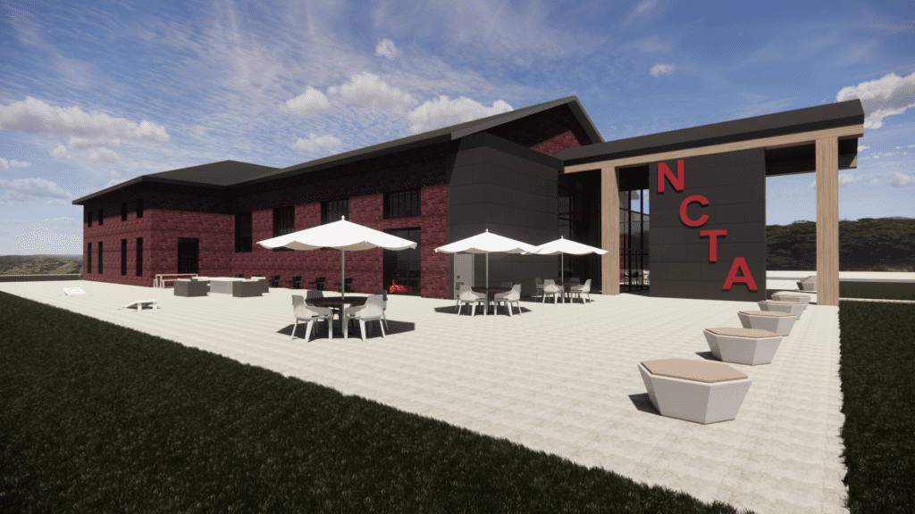 Digital renderings of new NCTA building exterior.