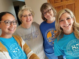 University of Nebraska Foundation employees Shonna Hill, Toni Meyers, Lisa Hoffman and Kristin Howard are members of the UNK Day of Service team.