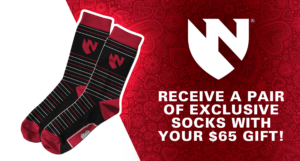 Receive a pair of socks with a gift of $65 or more to UNMC or Nebraska Medicine.