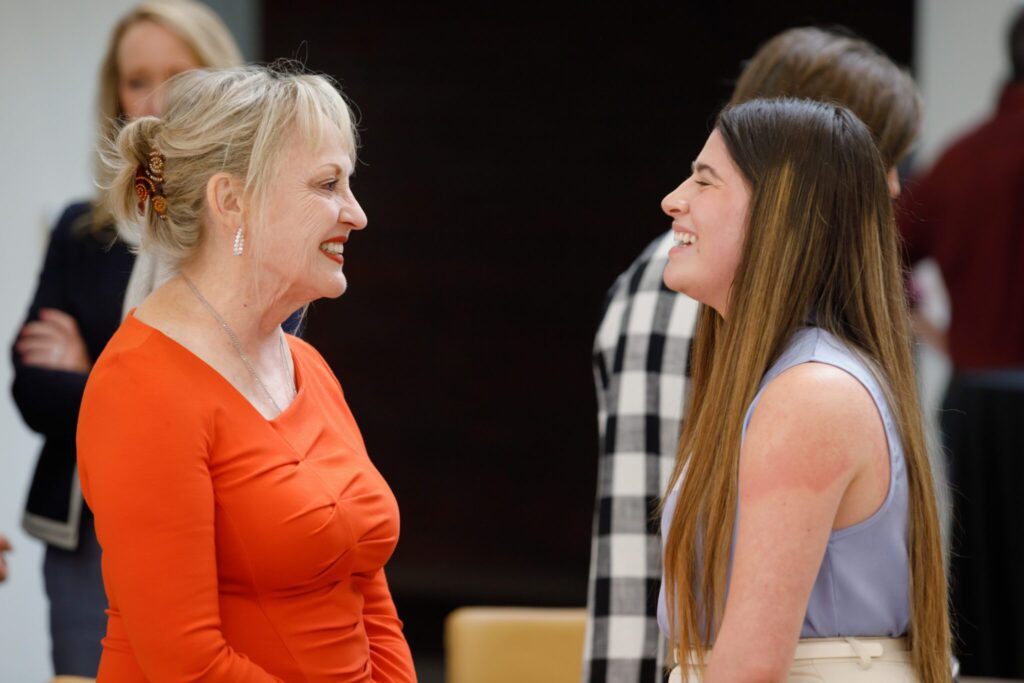 During her visit to the University of Nebraska Medical Center in September, philanthropist Millie Williams met with Andrea López Mercado, right, one of the newly named and newly funded Williams Scholars. Photo courtesy of UNMC Strategic Communications